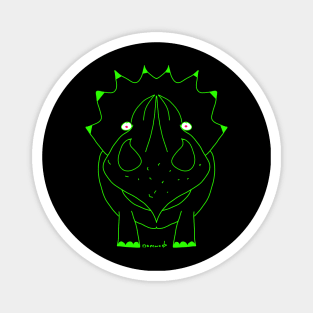 Triceratops dinosaur fisheye green Magnet
